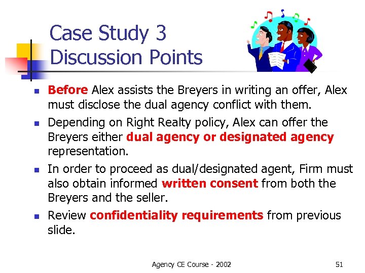 Case Study 3 Discussion Points n n Before Alex assists the Breyers in writing