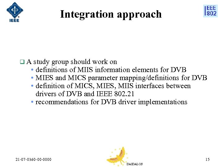 Integration approach q A study group should work on • definitions of MIIS information