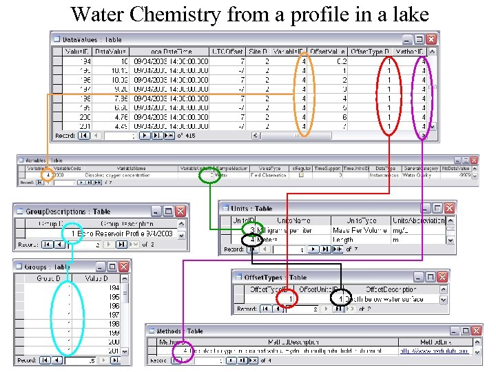 Water Chemistry from a profile in a lake 