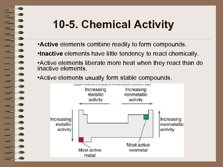 10 -5. Chemical Activity • Active elements combine readily to form compounds. • Inactive