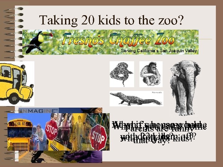 Taking 20 kids to the zoo? At who’s house would What if you came