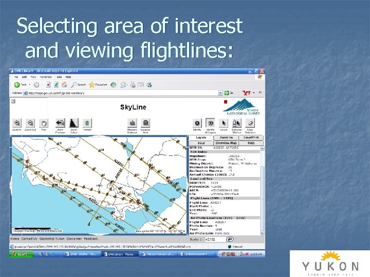 Selecting area of interest and viewing flightlines: 