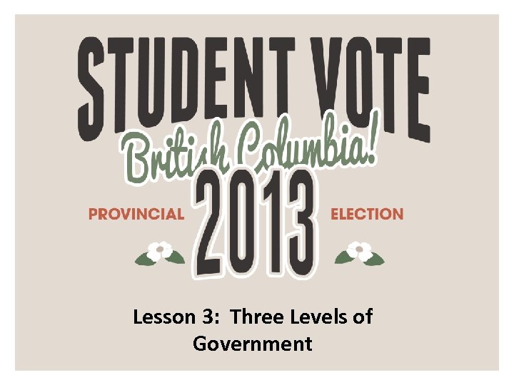 Lesson 3: Three Levels of Government 