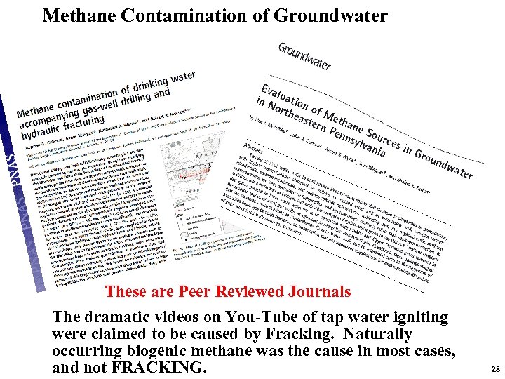 Methane Contamination of Groundwater These are Peer Reviewed Journals The dramatic videos on You-Tube