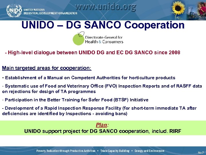 UNIDO – DG SANCO Cooperation - High-level dialogue between UNIDO DG and EC DG