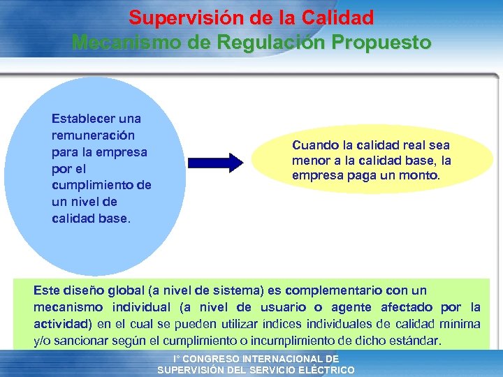 Supervisión de la Calidad Mecanismo de Regulación Propuesto Establecer una remuneración para la empresa