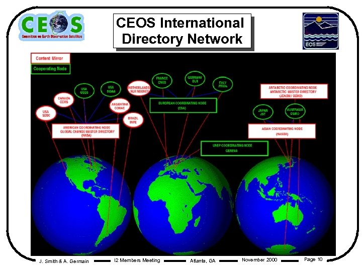 CEOS International Directory Network J. Smith & A. Germain I 2 Members Meeting Atlanta,