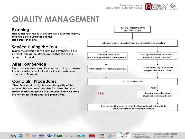 China Tour Advisors Under Century Holiday Travel Group QUALITY MANAGEMENT Planning Prior to the