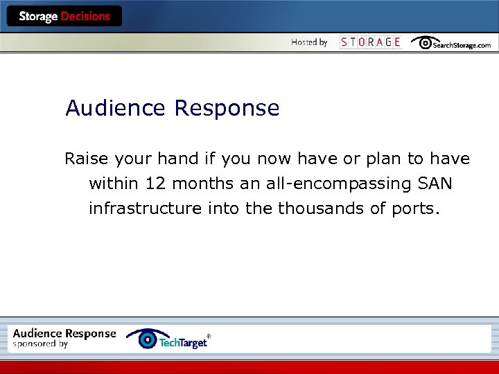 Audience Response Raise your hand if you now have or plan to have within