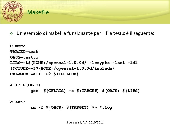 Makefile o Un esempio di makefile funzionante per il file test. c è il