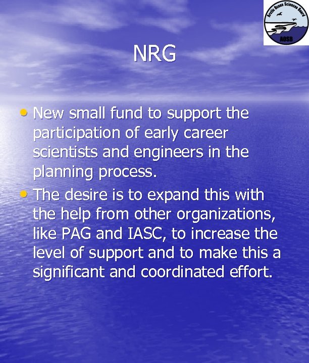 NRG • New small fund to support the participation of early career scientists and