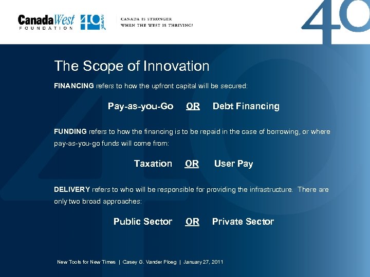 The Scope of Innovation FINANCING refers to how the upfront capital will be secured: