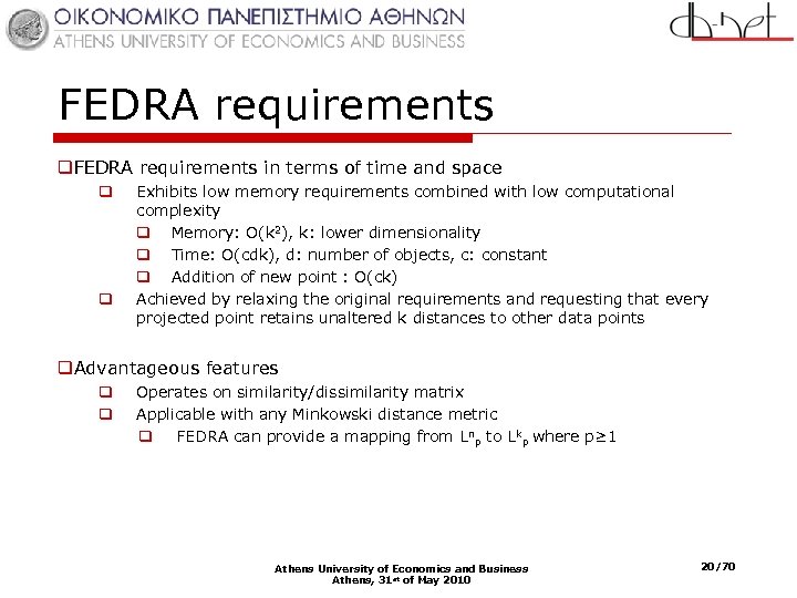 FEDRA requirements q. FEDRA requirements in terms of time and space q q Exhibits