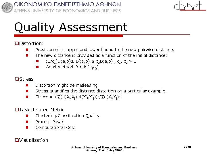 Quality Assessment q. Distortion: n n Provision of an upper and lower bound to
