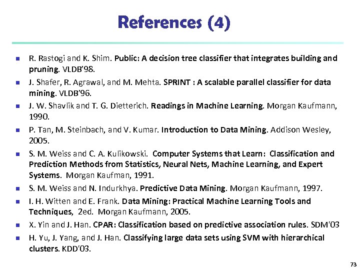 References (4) n n n n n R. Rastogi and K. Shim. Public: A