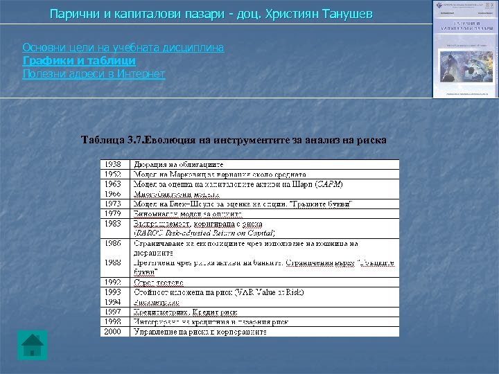 Парични и капиталови пазари - доц. Християн Танушев Основни цели на учебната дисциплина Графики