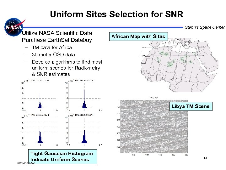 Uniform Sites Selection for SNR Stennis Space Center • Utilize NASA Scientific Data Purchase