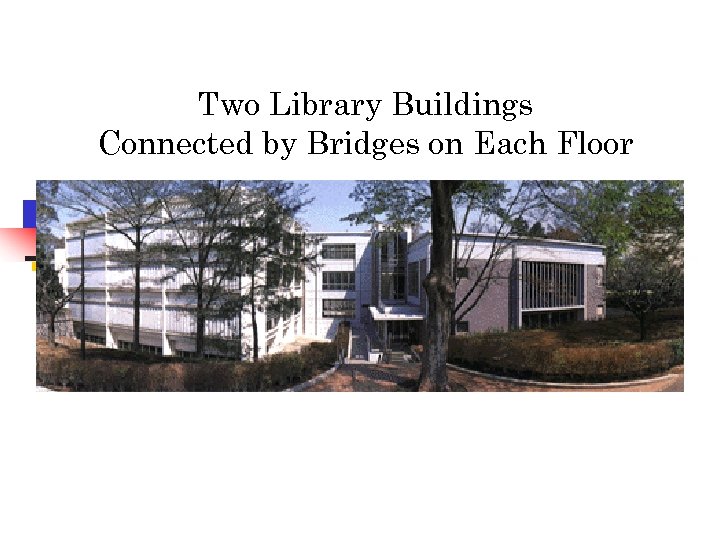 Two Library Buildings Connected by Bridges on Each Floor 