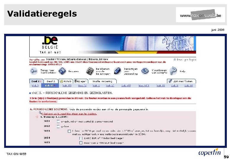 Validatieregels juni 2006 TAX-ON-WEB 59 