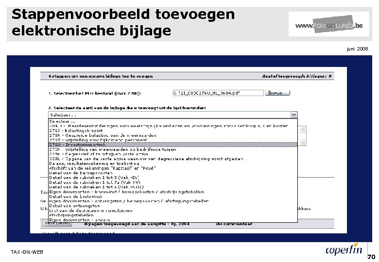 Stappenvoorbeeld toevoegen elektronische bijlage juni 2006 TAX-ON-WEB 70 