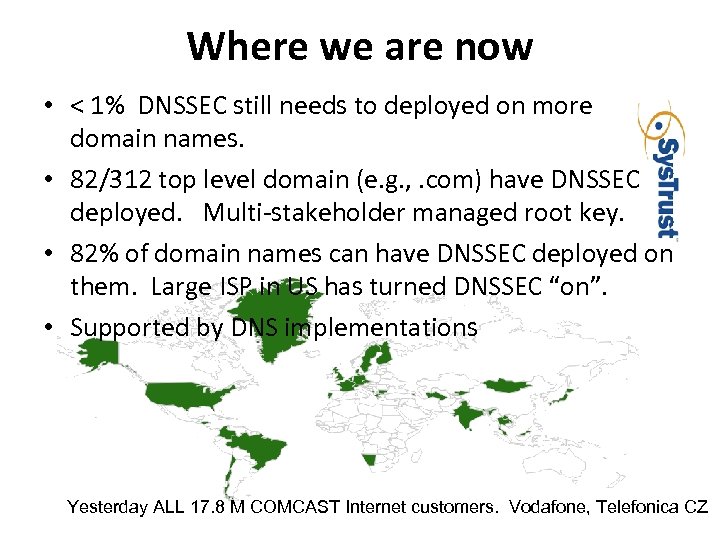 Where we are now • < 1% DNSSEC still needs to deployed on more