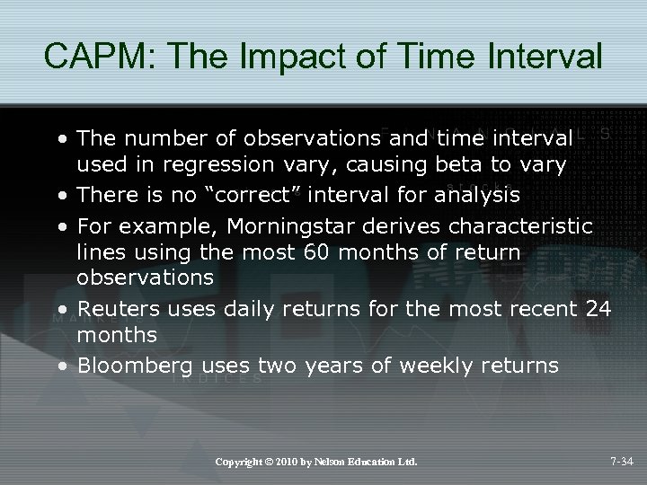 CAPM: The Impact of Time Interval • The number of observations and time interval