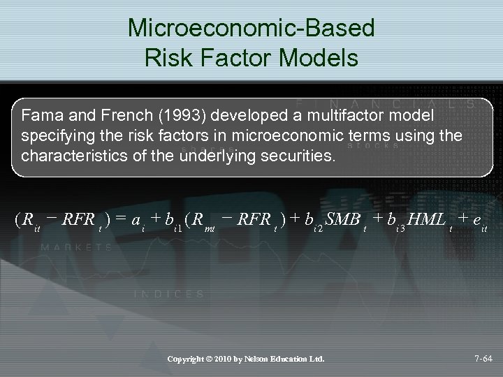 Microeconomic-Based Risk Factor Models Fama and French (1993) developed a multifactor model specifying the