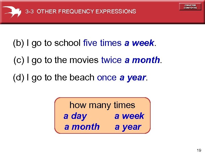 3 -3 OTHER FREQUENCY EXPRESSIONS (b) I go to school five times a week.