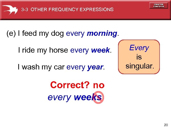 3 -3 OTHER FREQUENCY EXPRESSIONS (e) I feed my dog every morning. I ride