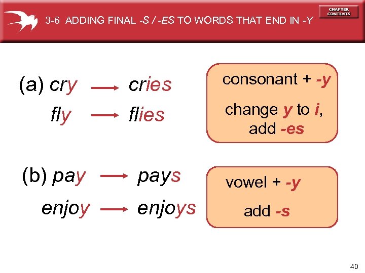 3 -6 ADDING FINAL -S / -ES TO WORDS THAT END IN -Y (a)