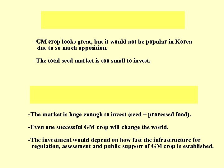 -GM crop looks great, but it would not be popular in Korea due to