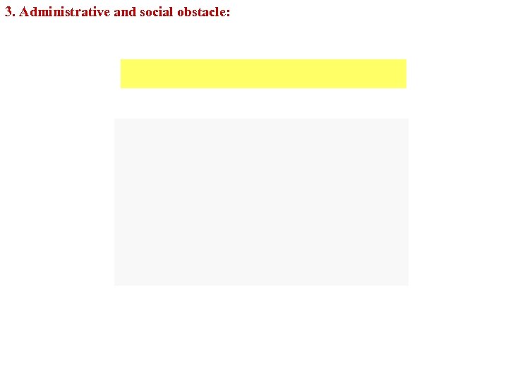 3. Administrative and social obstacle: 