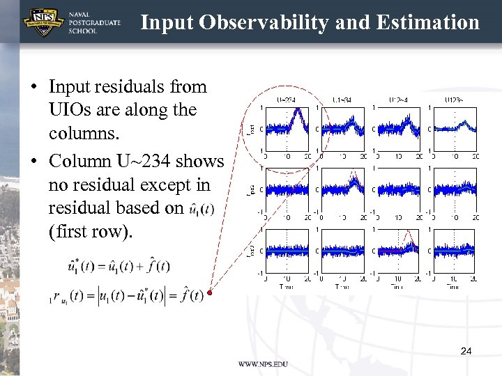 Input Observability and Estimation • Input residuals from UIOs are along the columns. •