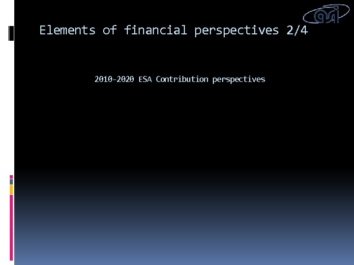 Elements of financial perspectives 2/4 2010 -2020 ESA Contribution perspectives 