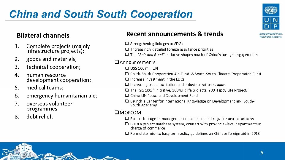 China and South Cooperation Bilateral channels 1. 2. 3. 4. 5. 6. 7. 8.