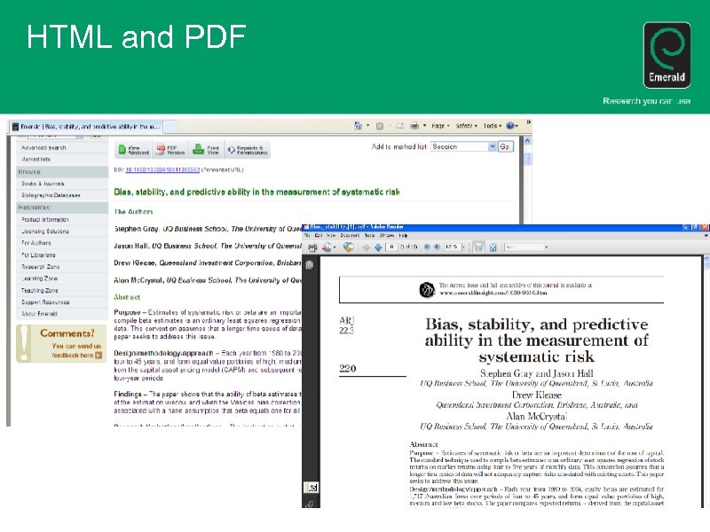 HTML and PDF 