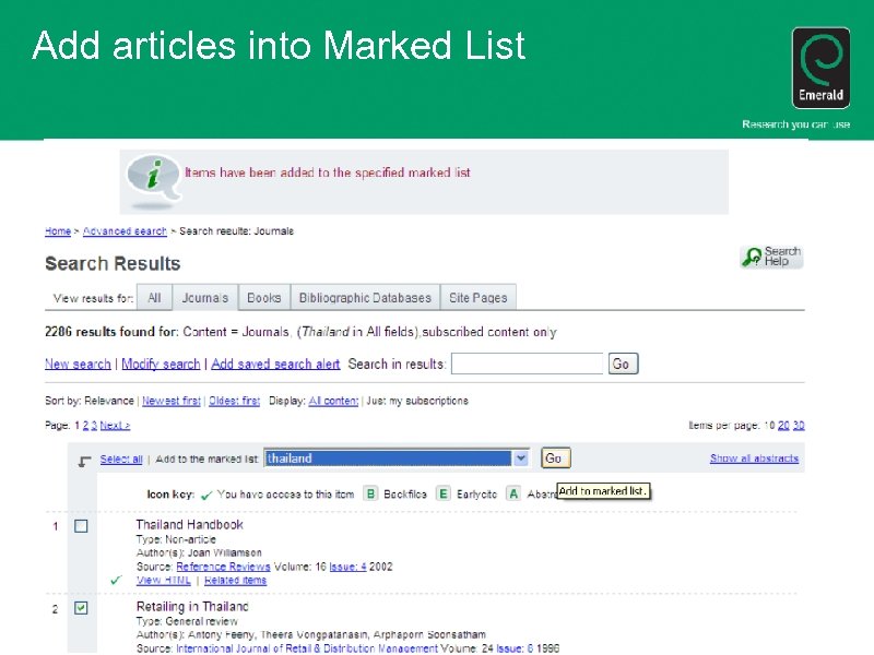 Add articles into Marked List 