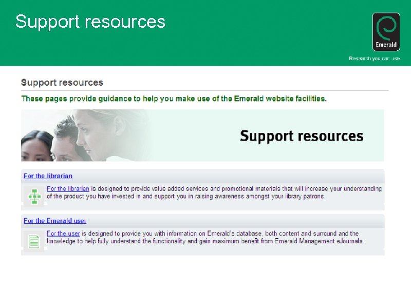 Support resources 