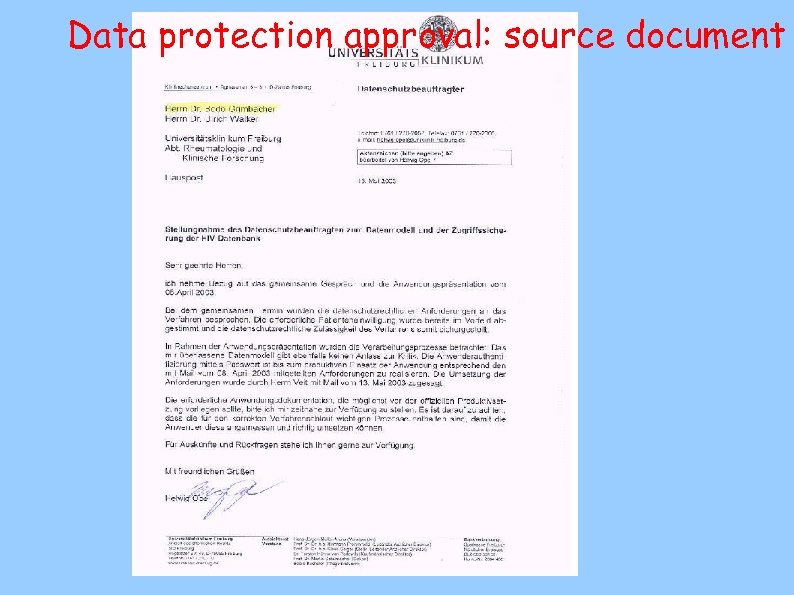 Data protection approval: source document 