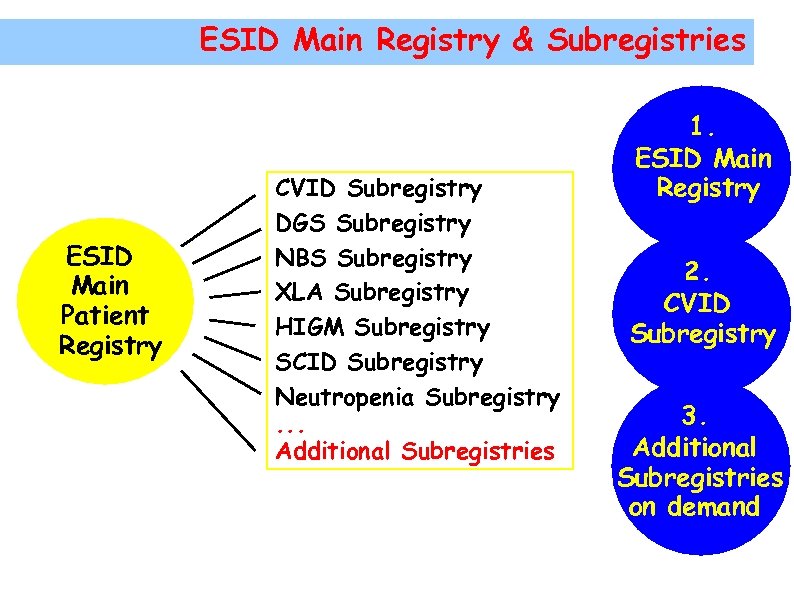ESID Main Registry & Subregistries ESID Main Patient Registry CVID Subregistry DGS Subregistry NBS