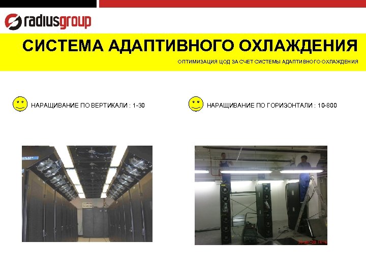 СИСТЕМА АДАПТИВНОГО ОХЛАЖДЕНИЯ ОПТИМИЗАЦИЯ ЦОД ЗА СЧЕТ СИСТЕМЫ АДАПТИВНОГО ОХЛАЖДЕНИЯ НАРАЩИВАНИЕ ПО ВЕРТИКАЛИ :