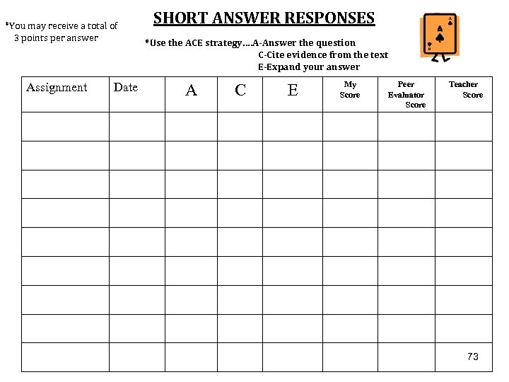 *You may receive a total of 3 points per answer Assignment Date SHORT ANSWER
