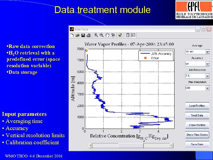 Data treatment module • Raw data correction • H 2 O retrieval with a