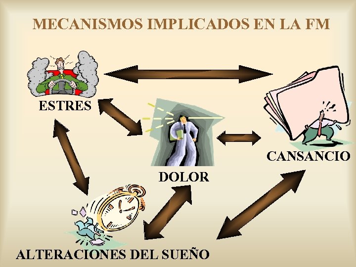 MECANISMOS IMPLICADOS EN LA FM ESTRES CANSANCIO DOLOR ALTERACIONES DEL SUEÑO 