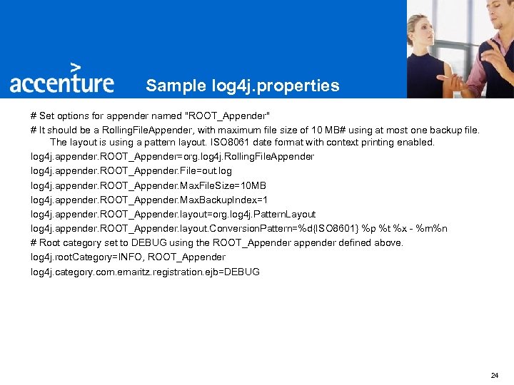 Sample log 4 j. properties # Set options for appender named 