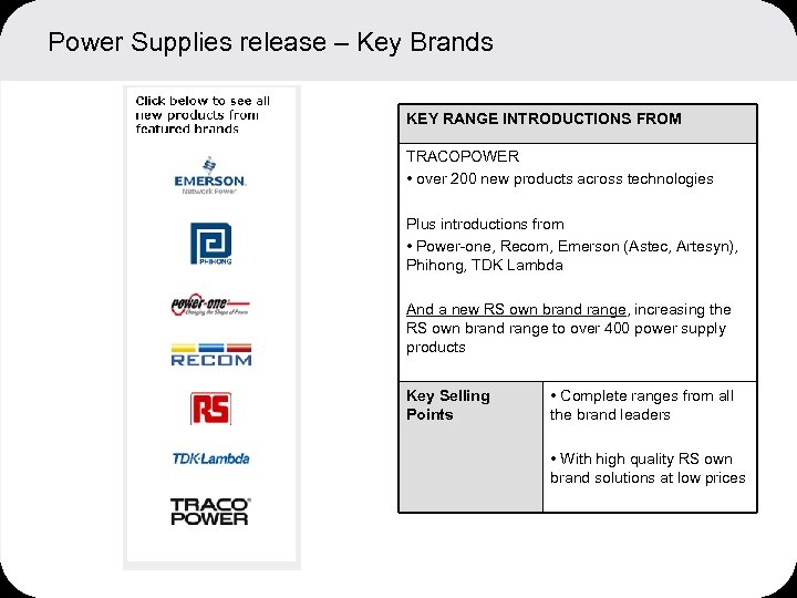 Power Supplies release – Key Brands KEY RANGE INTRODUCTIONS FROM TRACOPOWER • over 200