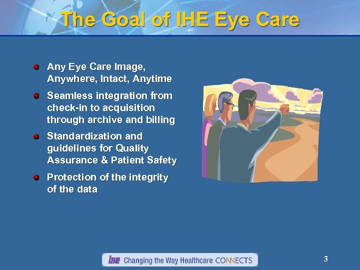 The Goal of IHE Eye Care Any Eye Care Image, Anywhere, Intact, Anytime Seamless