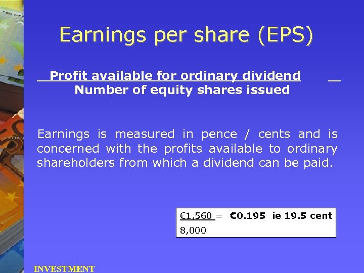 Earnings per share (EPS) Profit available for ordinary dividend Number of equity shares issued