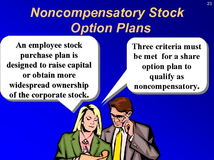Noncompensatory Stock Option Plans An employee stock purchase plan is designed to raise capital