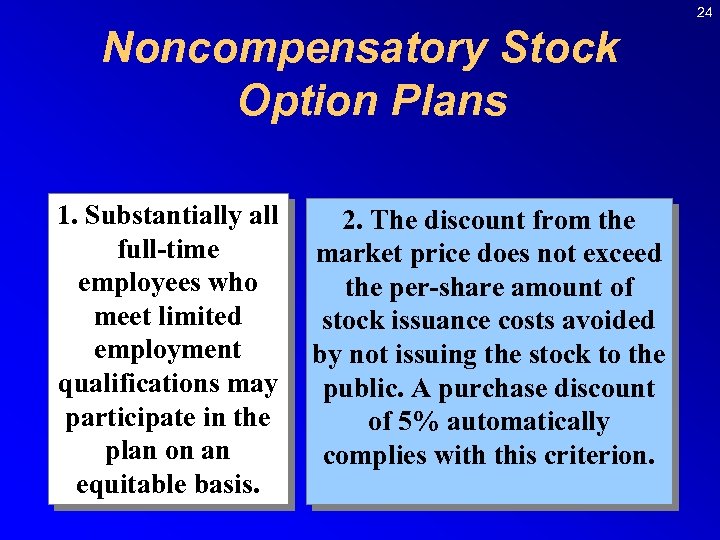 24 Noncompensatory Stock Option Plans 1. Substantially all full-time employees who meet limited employment